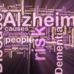 Word cloud concept illustration of Alzheimer's disease glowing n