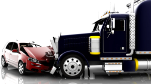 A truck and car accident