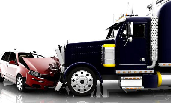 A truck and car accident
