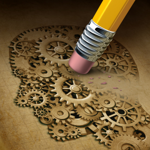 Graphic of erasing gears on a human Head