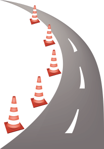 Graphic of road and cones.