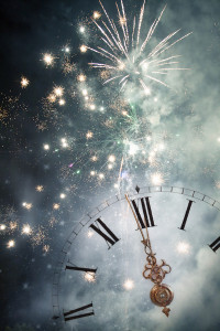 Fireworks and an old Clock
